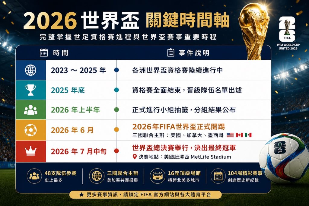 2026 世界盃與世足資格賽關鍵時間表
