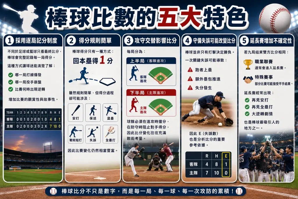 棒球比數五大特色、逐局記分、攻守交替、延長賽與比分變化解析