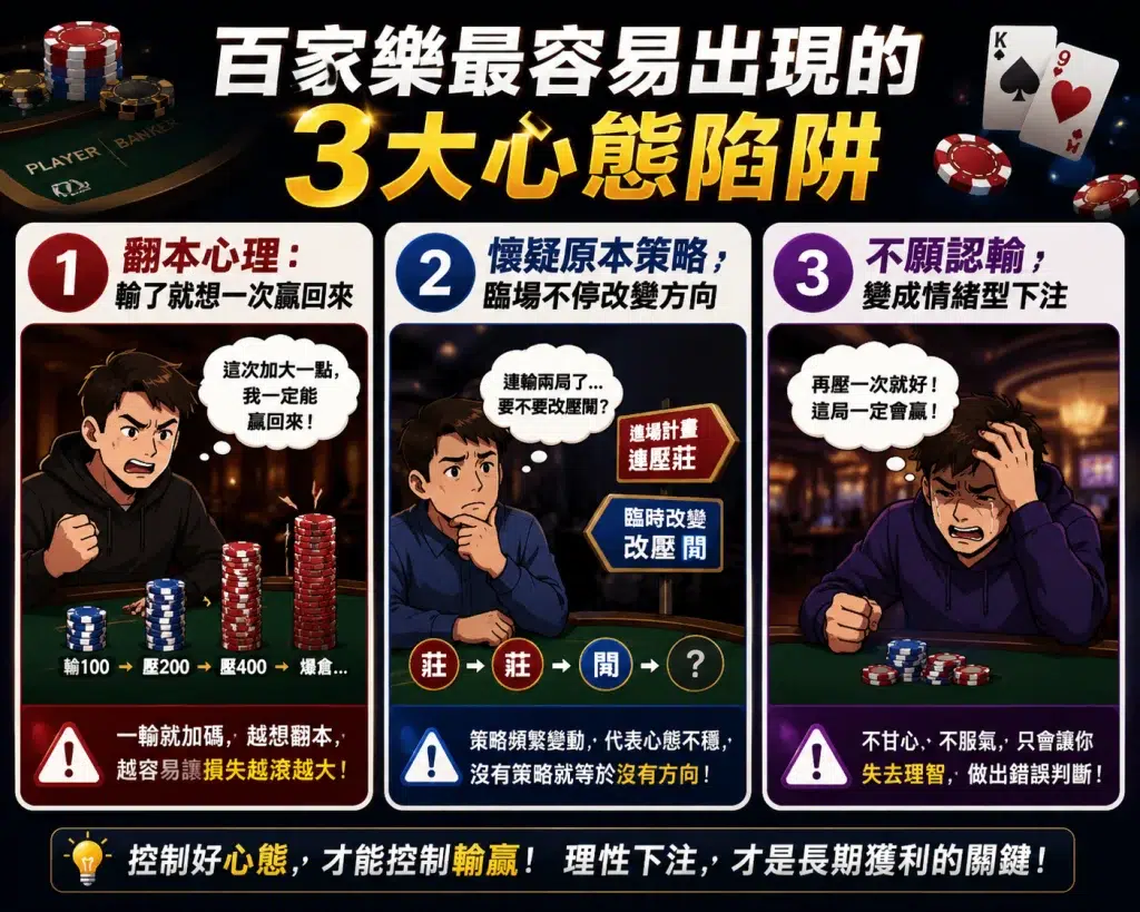 探討百家樂一直輸最容易掉入的3大心態心理陷阱