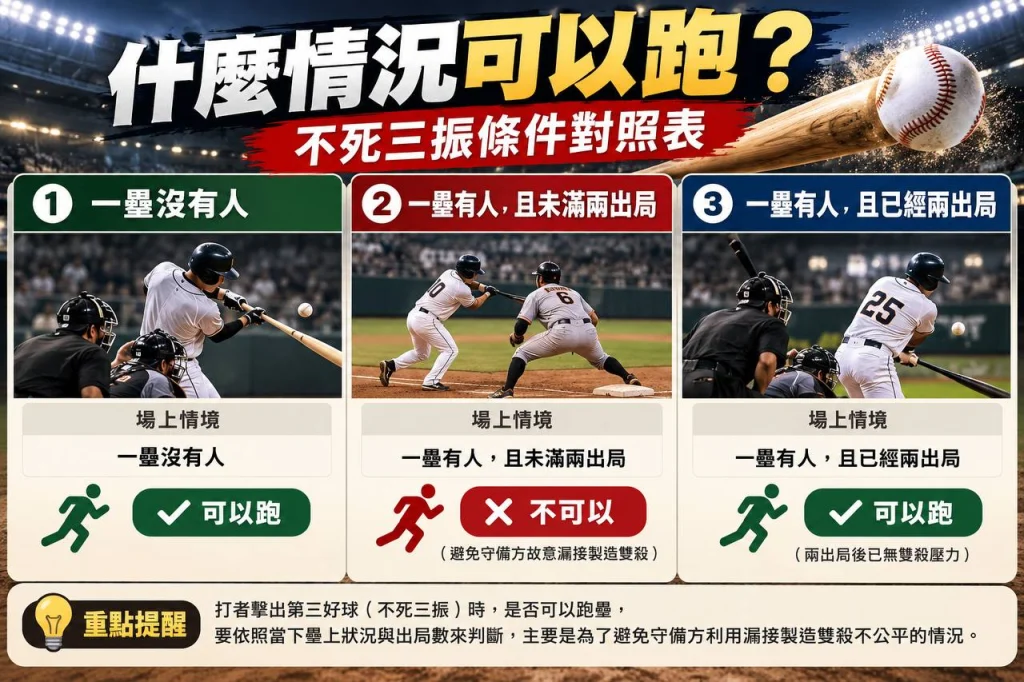不死三振條件對照表與捕手傳球瞬間